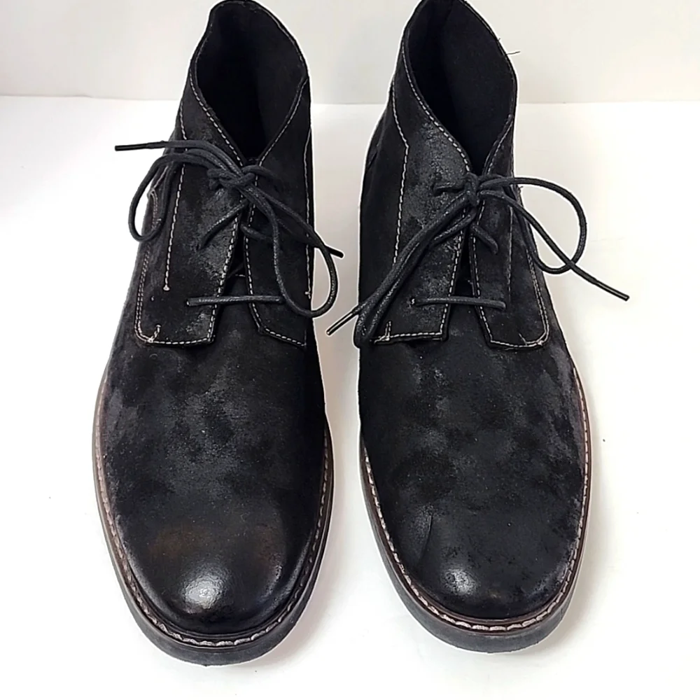 Deer Stages Men's Black Chukka Textured Ankle Boots Lace-Up Shoes, sz 13